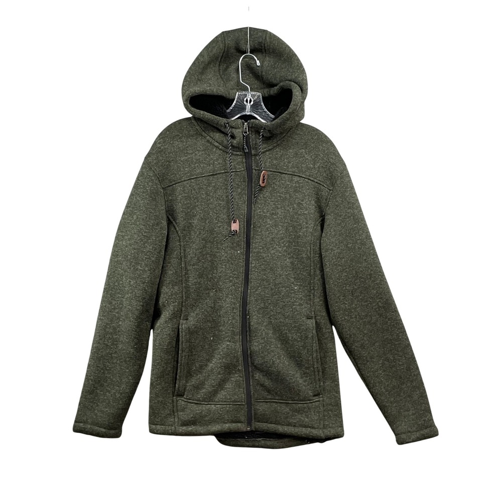 Rugged Elements Hoodie Mens Large Green Full Zip Sherpa Lined Sweater Jacket L